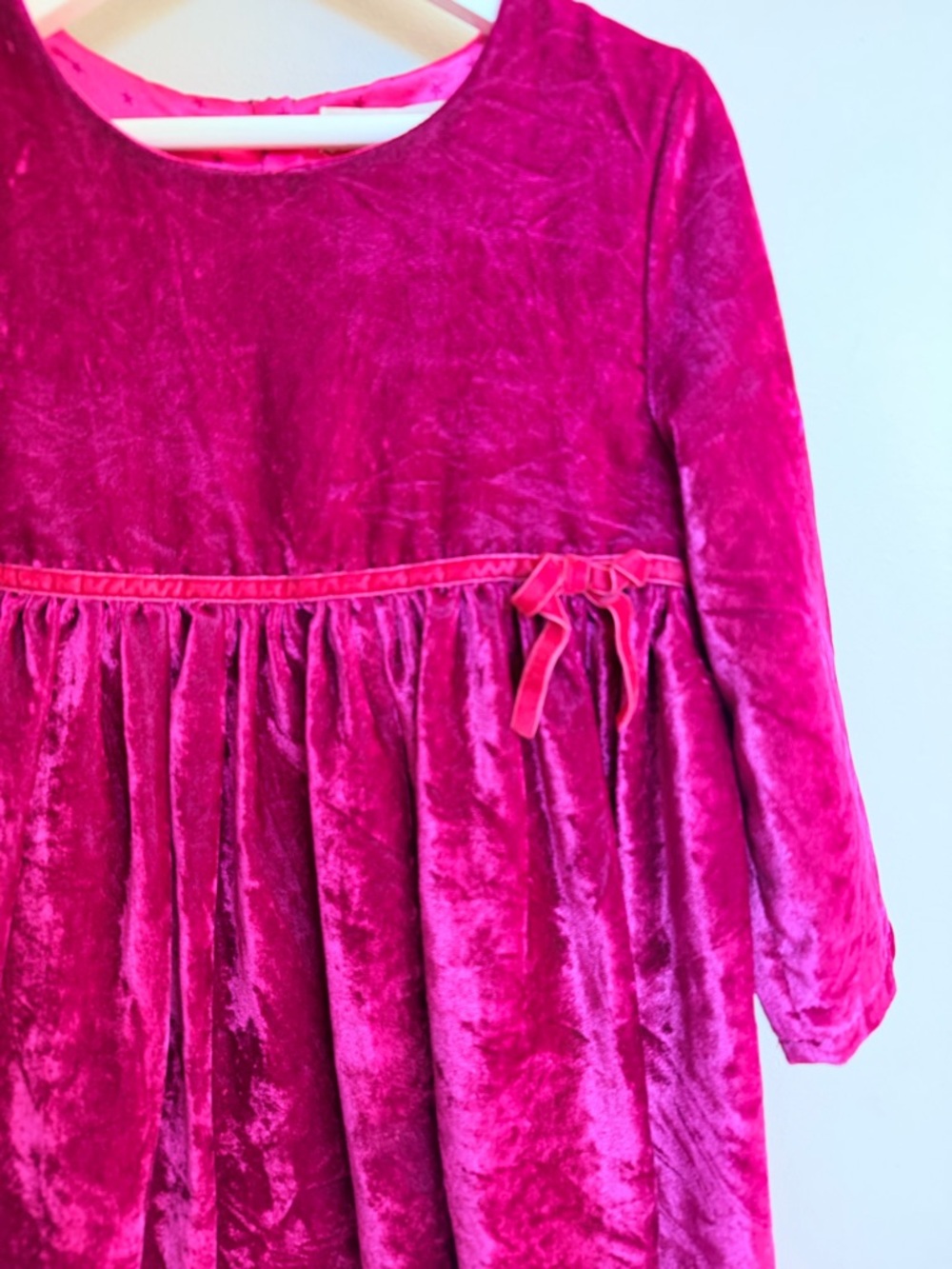 Mini Boden Girls Velvet Dress - Fuchsia Pink - Picture 3 of 5
